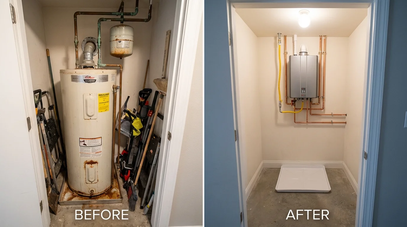 Tank water heater versus wall-mounted tankless unit comparison for Valrico, FL homeowners